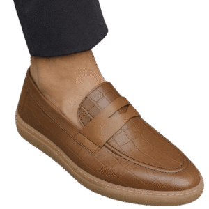 Mocassin en daim et cuir