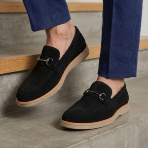 Mocassins en daim  à mors métallique