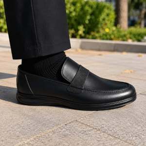 Mocassin confort à bride élastique en cuir véritable